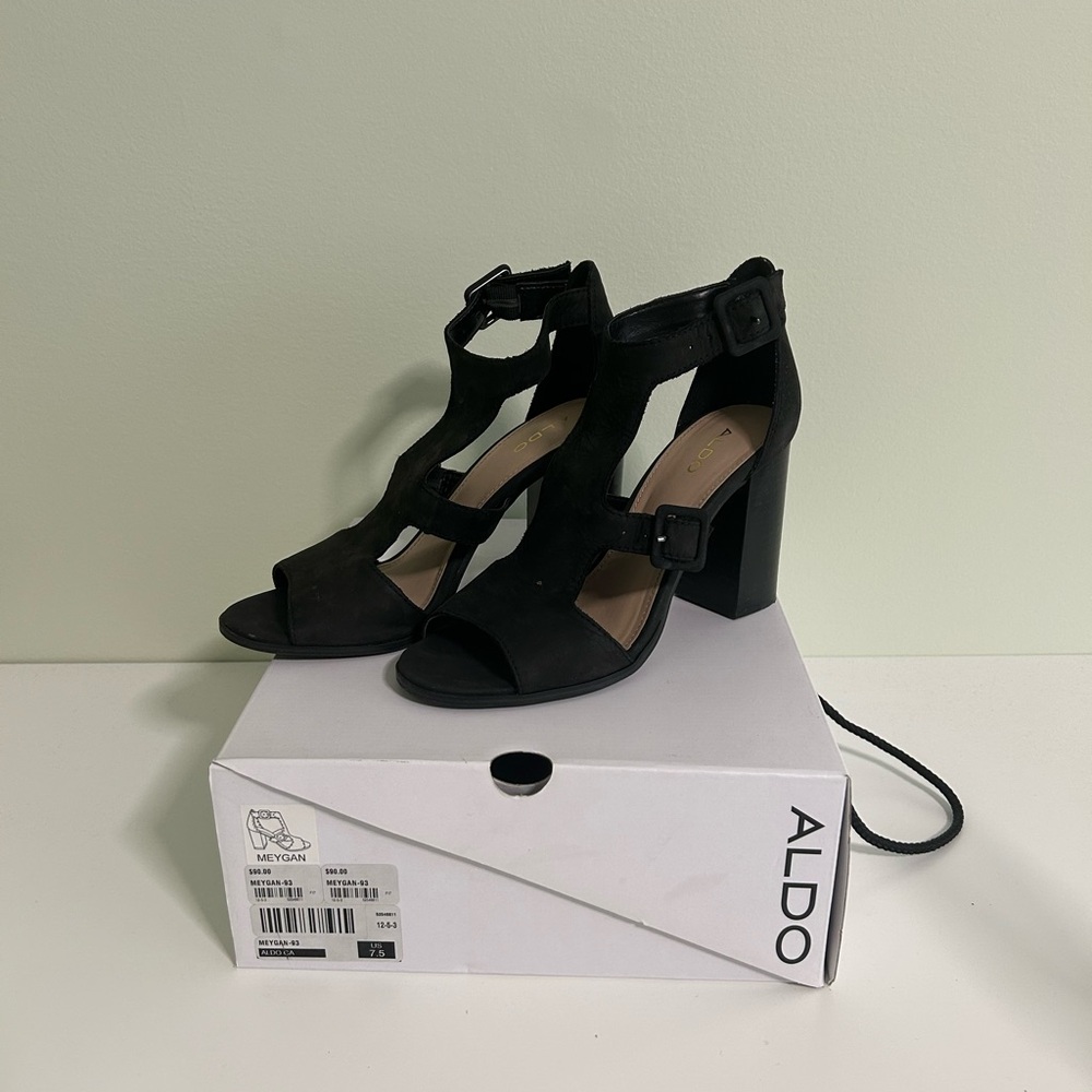 ALDO “Meygan” Black Buckle - Block Heels